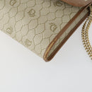 Christian Dior Honeycomb Canvas Chain Shoulder Bag PVC Beige Gold Auth 149887-8