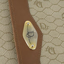 Christian Dior Honeycomb Canvas Chain Shoulder Bag PVC Beige Gold Auth 149887-18