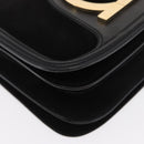 Salvatore Ferragamo Gancini Shoulder Bag Suede Black Gold Auth 149888V-8