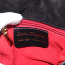 Salvatore Ferragamo Gancini Shoulder Bag Suede Black Gold Auth 149888V-12