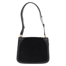 Salvatore Ferragamo Gancini Shoulder Bag Suede Black Gold Auth 149888V-2