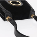 Salvatore Ferragamo Gancini Shoulder Bag Suede Black Gold Auth 149888V-6