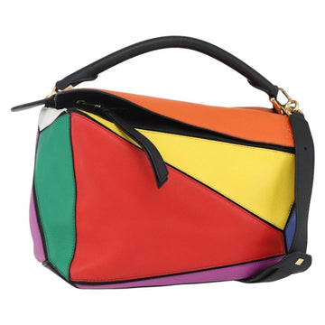 LOEWE Anagram Puzzle bag Shoulder Bag Leather 2way Multicolor Gold Auth 149889SM