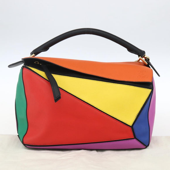 LOEWE Anagram Puzzle bag Shoulder Bag Leather 2way Multicolor Gold Auth 149889SM