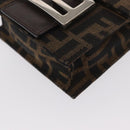 FENDI Zucca Canvas Shoulder Bag Black Brown Silver Auth 149894V-12