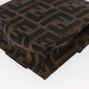FENDI Zucca Canvas Shoulder Bag Black Brown Silver Auth 149894V-14