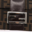 FENDI Zucca Canvas Shoulder Bag Black Brown Silver Auth 149894V-15