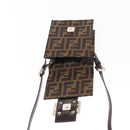 FENDI Zucca Canvas Shoulder Bag Black Brown Silver Auth 149894V-17