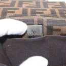 FENDI Zucca Canvas Shoulder Bag Black Brown Silver Auth 149894V-18