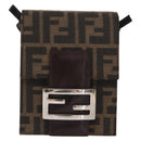 FENDI Zucca Canvas Shoulder Bag Black Brown Silver Auth 149894V-2