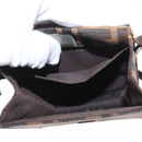 FENDI Zucca Canvas Shoulder Bag Black Brown Silver Auth 149894V-23
