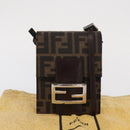 FENDI Zucca Canvas Shoulder Bag Black Brown Silver Auth 149894V-26