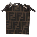 FENDI Zucca Canvas Shoulder Bag Black Brown Silver Auth 149894V-3
