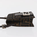 FENDI Zucca Canvas Shoulder Bag Black Brown Silver Auth 149894V-5