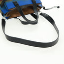 LOEWE Anagram Amazona 75 Hand Bag Leather 2way Blue Silver Auth 149898SM-9