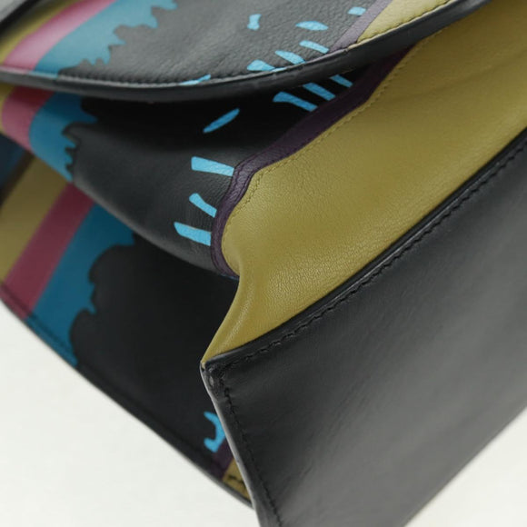 LOEWE Anagram Amazona 75 Hand Bag Leather 2way Blue Silver Auth 149898SM