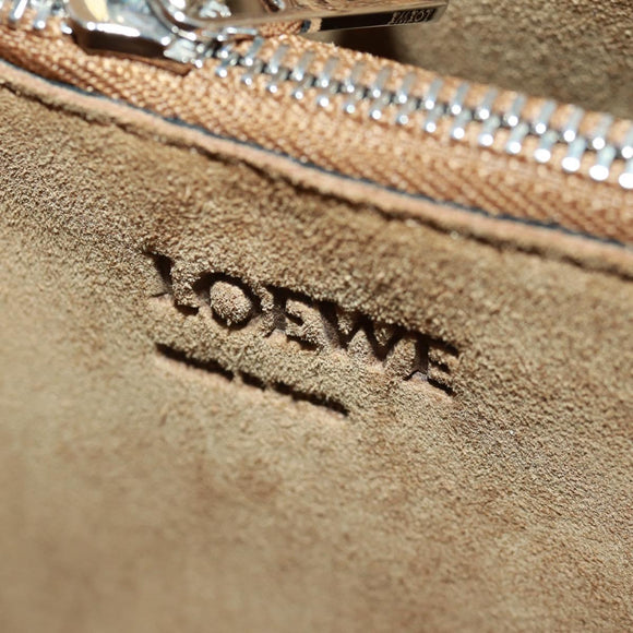 LOEWE Anagram Amazona 75 Hand Bag Leather 2way Blue Silver Auth 149898SM