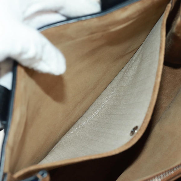 LOEWE Anagram Amazona 75 Hand Bag Leather 2way Blue Silver Auth 149898SM