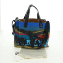 LOEWE Anagram Amazona 75 Hand Bag Leather 2way Blue Silver Auth 149898SM-12