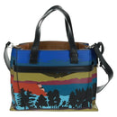 LOEWE Anagram Amazona 75 Hand Bag Leather 2way Blue Silver Auth 149898SM-2