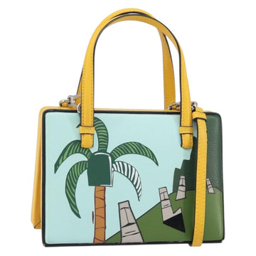 LOEWE Postal Small Hand Bag Leather 2way Yellow Silver Auth 149899SM