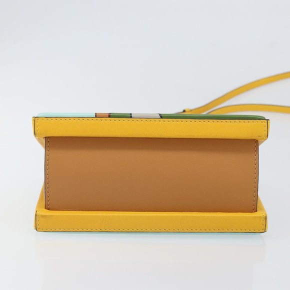 LOEWE Postal Small Hand Bag Leather 2way Yellow Silver Auth 149899SM