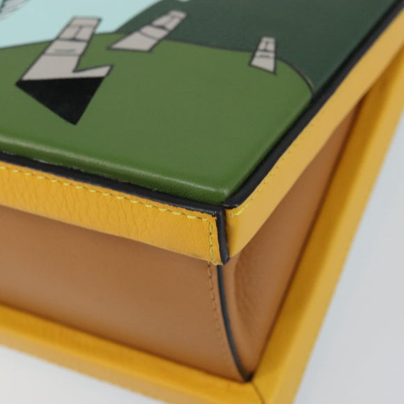 LOEWE Postal Small Hand Bag Leather 2way Yellow Silver Auth 149899SM