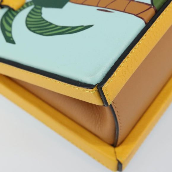 LOEWE Postal Small Hand Bag Leather 2way Yellow Silver Auth 149899SM