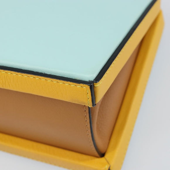 LOEWE Postal Small Hand Bag Leather 2way Yellow Silver Auth 149899SM