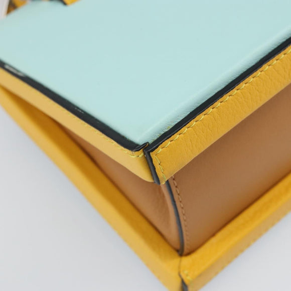 LOEWE Postal Small Hand Bag Leather 2way Yellow Silver Auth 149899SM