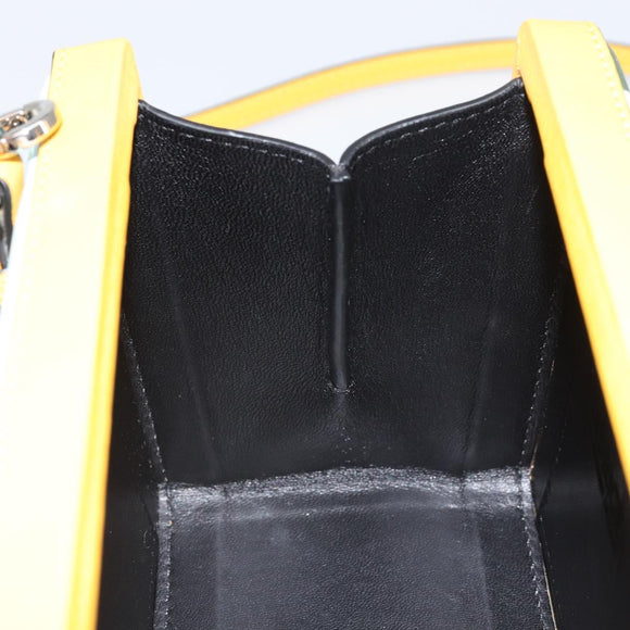 LOEWE Postal Small Hand Bag Leather 2way Yellow Silver Auth 149899SM