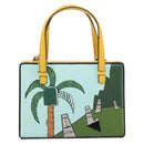 LOEWE Postal Small Handtas Leer 2way Geel Zilver Auth 149899SM-13