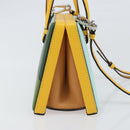 LOEWE Postal Small Hand Bag Leather 2way Yellow Silver Auth 149899SM-3