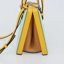 LOEWE Postal Small Handtas Leer 2way Geel Zilver Auth 149899SM-4