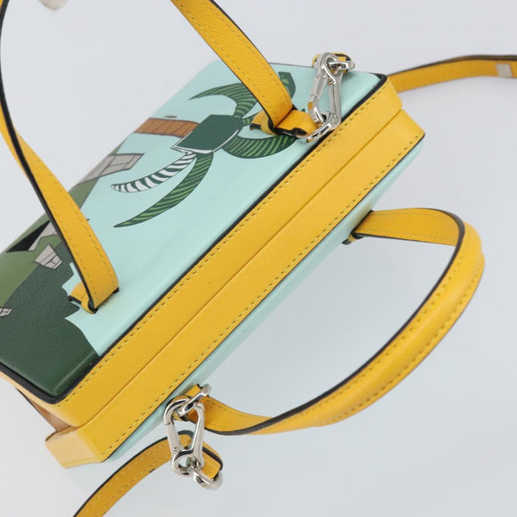 LOEWE Postal Small Handtas Leer 2way Geel Zilver Auth 149899SM