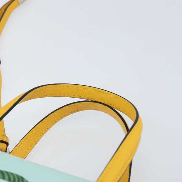 LOEWE Postal Small Hand Bag Leather 2way Yellow Silver Auth 149899SM