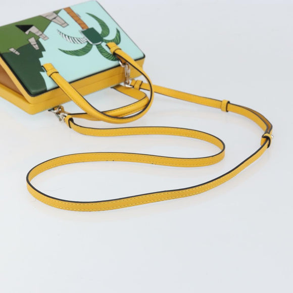 LOEWE Postal Small Handtas Leer 2way Geel Zilver Auth 149899SM