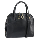 Salvatore Ferragamo Gancini Shoulder Bag Leather 2way Black Gold Auth 149910-1