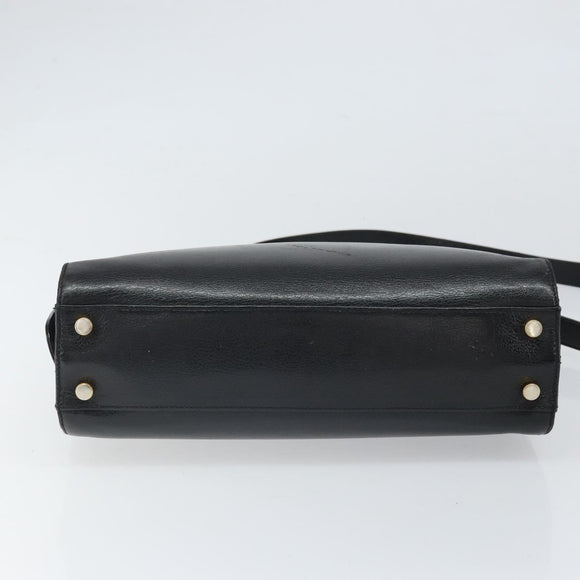 Salvatore Ferragamo Gancini Shoulder Bag Leather 2way Black Gold Auth 149910
