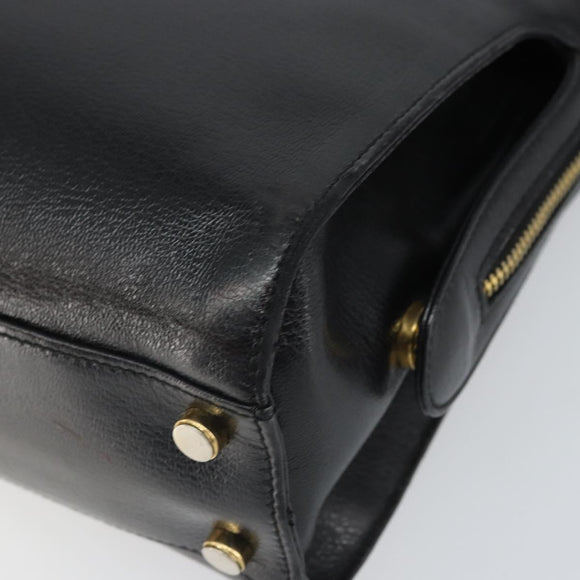 Salvatore Ferragamo Gancini Shoulder Bag Leather 2way Black Gold Auth 149910