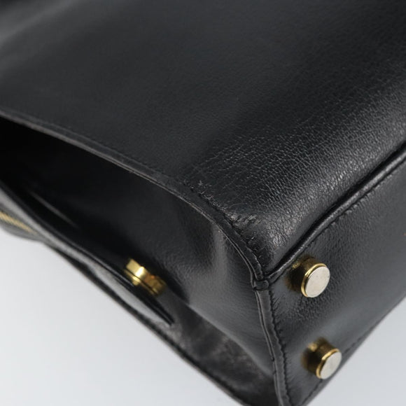 Salvatore Ferragamo Gancini Shoulder Bag Leather 2way Black Gold Auth 149910