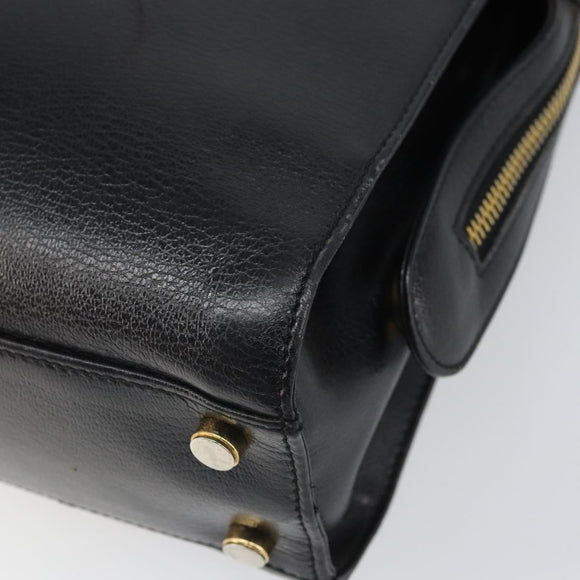 Salvatore Ferragamo Gancini Shoulder Bag Leather 2way Black Gold Auth 149910