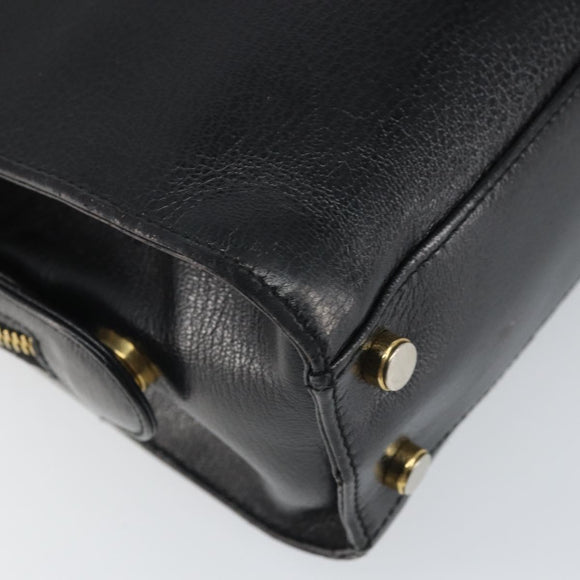 Salvatore Ferragamo Gancini Shoulder Bag Leather 2way Black Gold Auth 149910