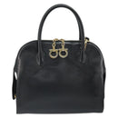 Salvatore Ferragamo Gancini Shoulder Bag Leather 2way Black Gold Auth 149910-13
