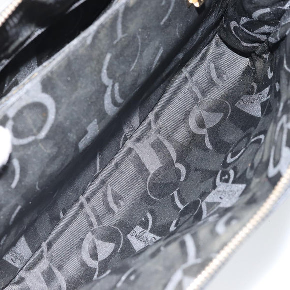 Salvatore Ferragamo Gancini Shoulder Bag Leather 2way Black Gold Auth 149910