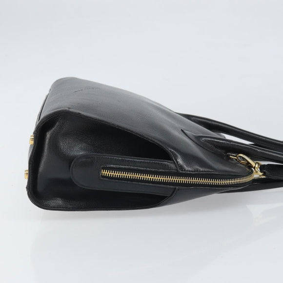 Salvatore Ferragamo Gancini Shoulder Bag Leather 2way Black Gold Auth 149910