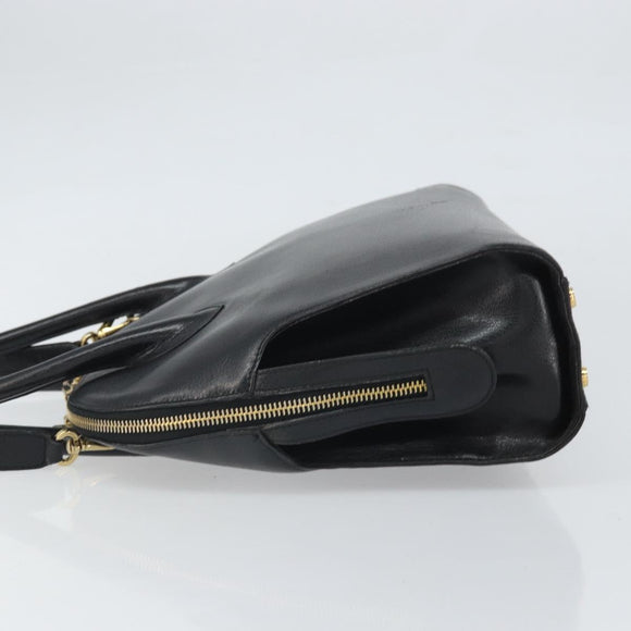 Salvatore Ferragamo Gancini Shoulder Bag Leather 2way Black Gold Auth 149910