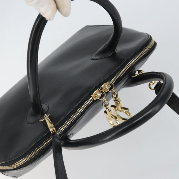 Salvatore Ferragamo Gancini Shoulder Bag Leather 2way Black Gold Auth 149910