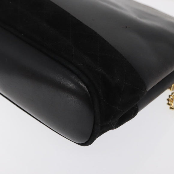 Salvatore Ferragamo Chain Shoulder Bag Leather Black Gold Auth 149911