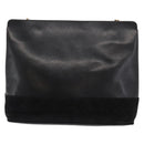 Salvatore Ferragamo Chain Shoulder Bag Leather Black Gold Auth 149911-2